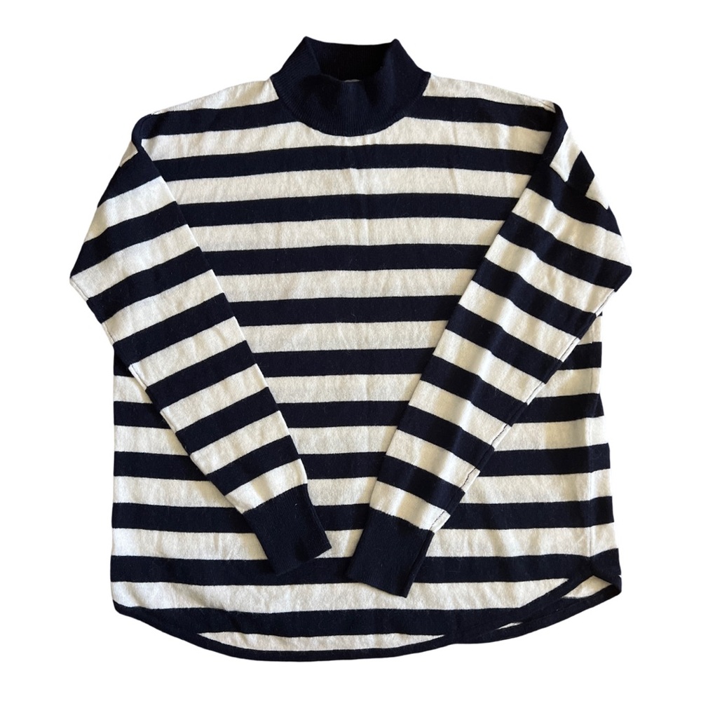 MADEWELL LIGHT WOOL TOP NEW. NAVY BLUE AND WHITE